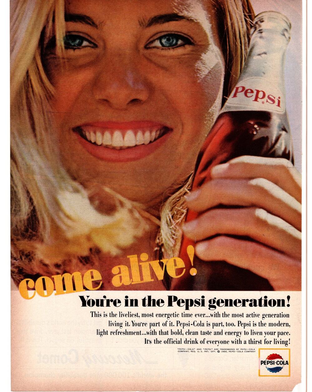 Pepsi Cola / Mercury Comet Advertisement 1965 Vintage Color Soda Pop Automobilia